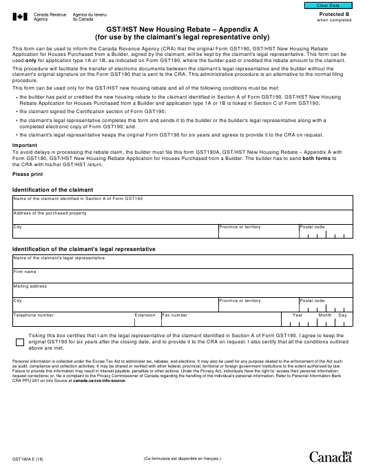 Form GST190A Schedule A Download Fillable PDF Or Fill Online Gst Hst Form GST190A Schedule A Download Fillable PDF Or Fill Online Gst Hst