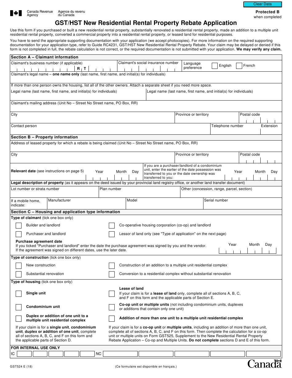 Form GST524 Download Fillable PDF Or Fill Online Gst Hst New Form GST524 Download Fillable PDF Or Fill Online Gst Hst New