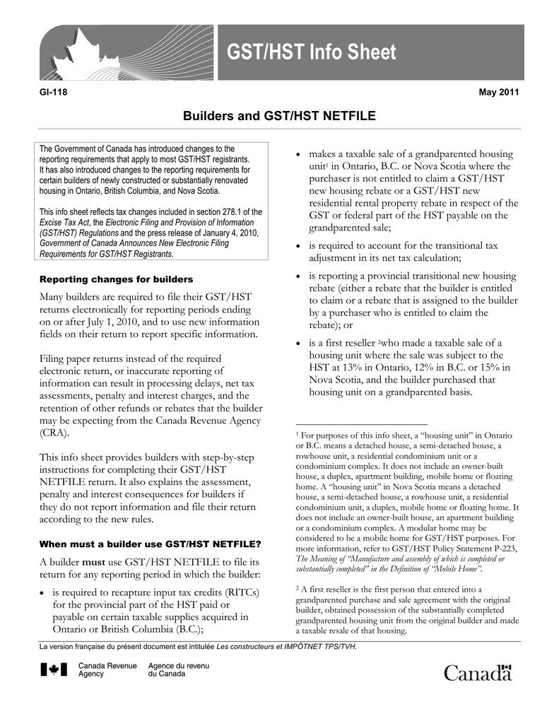 Guide Rc4231 Gst Hst New Residential Rental Property Rebate Property Guide Rc4231 Gst Hst New Residential Rental Property Rebate Property