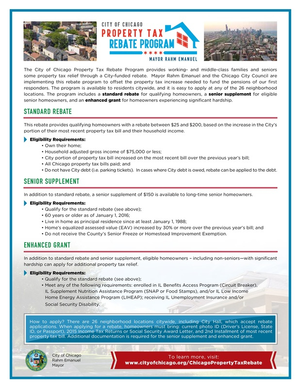 City Of Chicago Proper Ty Tax Rebate Program CLARETIAN ASSOCIATES City Of Chicago Proper ty Tax Rebate Program CLARETIAN ASSOCIATES